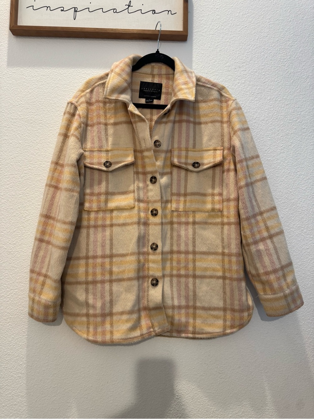 Sanctuary The Shacket in Maple Plaid, oversized fit, button-front closure